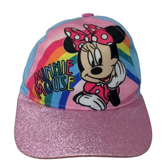 Disney Minnie Mouse Girl's Strapback Hat Blue Pink Adjustable Graphic Logo - Picture 1 of 8